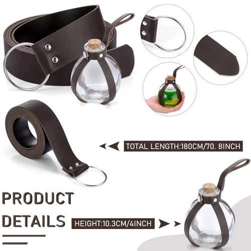 Women's Genuine Leather Belt Pouch, Cork Potion Bottle Witch Wizard Waist Corset Halloween Costume2