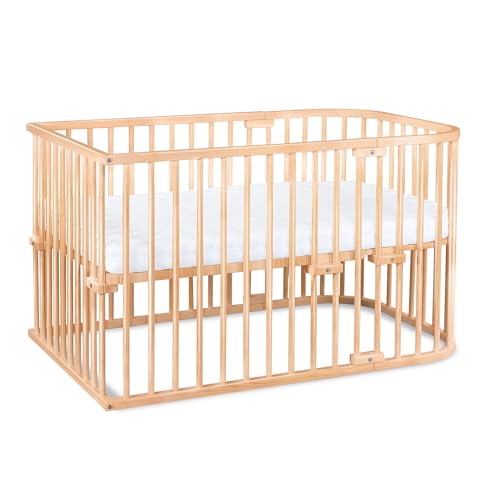 babybay Cuna Extra Grande de Madera de Haya Maciza, Altura Regulable sin Niveles y respetuosa con el Medio Ambiente, Juego de Cama Infantil (Lacado Natural)