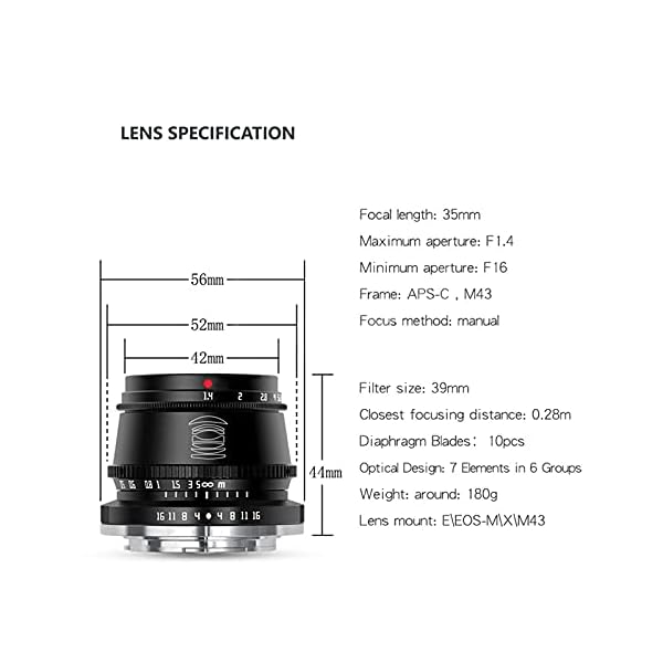 TTArtisan 35mm F1.4 Objektiv APS-C MF Kameraobjektiv kompatibel mit NZ Mount Kameras ZFC Z50 Z5 Z6 Z6II Z7 Z7II Z9… – Bild 4