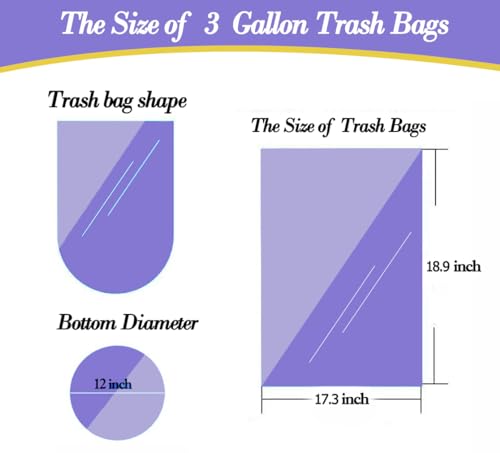 Image of 3 Gallon 120pcs (Fit 3-3.2 Gal) Small Clear Trash BagsPlastic Strong Clear Garbage Bags,Bathroom Trash Can Bin Liners,Waste Basket Liner,Fit 10-13 Liter, 3 Gallon,3.2Gallon