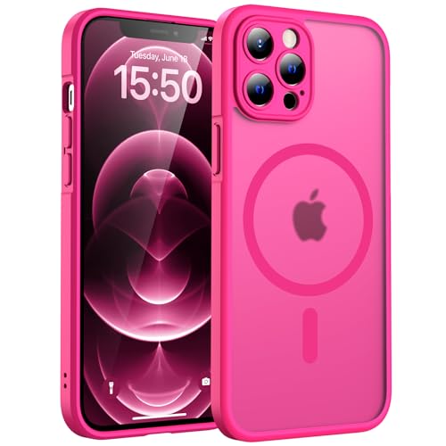 TOCOL für iPhone 12 Pro Max Hülle, Kompatibel mit MagSafe, Matt Heißes Rosa
