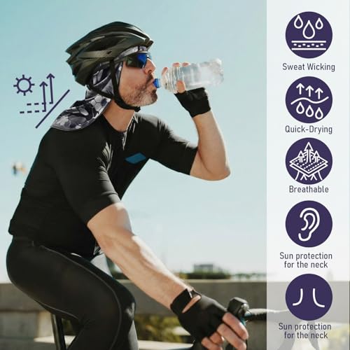 Image of Syhood Helmet Liner with Neck Mask, Cooling Skull Cap Sweat Wicking Cap with Tail Sun Cycling Running Neck Protection Hat