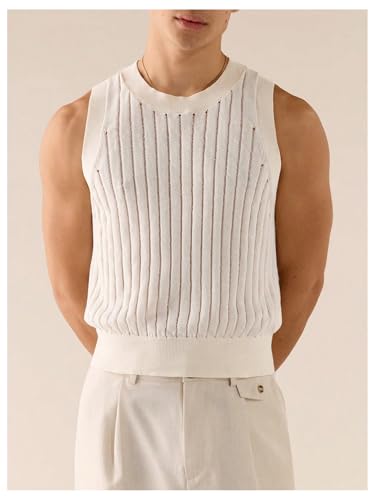 Men's Sweater Vest Crew Neck Sleeveless Ribbed Knitted Fitted Tank Tops3