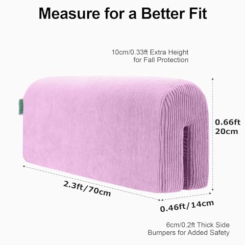 Image of AEOCOO Bed Bumpers for Toddlers, Size 2.3 Ft, Toddler Bed Rail Bumper Protector for Loft Beds & Bunk Beds, Bed Rail Height Extender Bed Guardrail, Anti-Bump | Fall Prevention, Purple