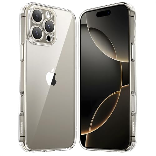 UGREEN iPhone 16 Pro Case Clear Cover [MIL-Grade Protection] [Revolutionary iCrystal Tech] Anti-Scratch Air-Guard Corners Ultra Slim Transparent for iPhone 16 Pro 6.3 inch Women Men