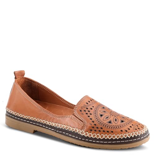 Image of Spring Step Women's Ingrid Loafers - Premium Leather Slip-On with Laser Cutout Design, Elastic Goring and Lightweight Flat Sole for Comfortable Stylish Wear
