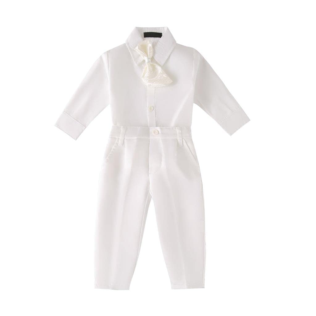Lito Angels Baby Jungen Taufkleidung Taufanzug Taufe Kleidung Weißer Anzug/Elfenbein mit Haube Größe 3-24 Monate