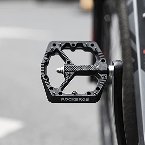 Rockbros 2021-12ABK/US Mountain Bike Pedals Flat Mtb Pedals Nylon Fiber Bicycle Platform Pedals thumb #1