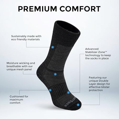 Wrightsock Merino Coolmesh II Crew Hiking Socks for Men and Women – Eco-Friendly Anti Blister Socks - American Made2