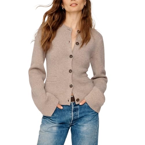 Women's Knit Cardigan Sweaters Casual Long Sleeve Open Front Button Down Lightweight Shrug Sweater Tops
