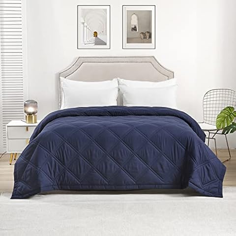 COMFLIVE Down Alternative Blanket, Lightweight Comforter for All Seasons, Down Blanket Twin XL Size, Reversible Quilted Blanket with 3M Moisture Absorption and Removal Treatment(Navy, Twin/Twin XL) Cover
