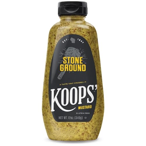 Image of Koops' Mustard Gluten-Free, Kosher, Made in USA, From Quality Mustard Seeds, Creamy and Traditional Bavarian Recipe (12 Ounce (Pack of 1), Stone Ground)