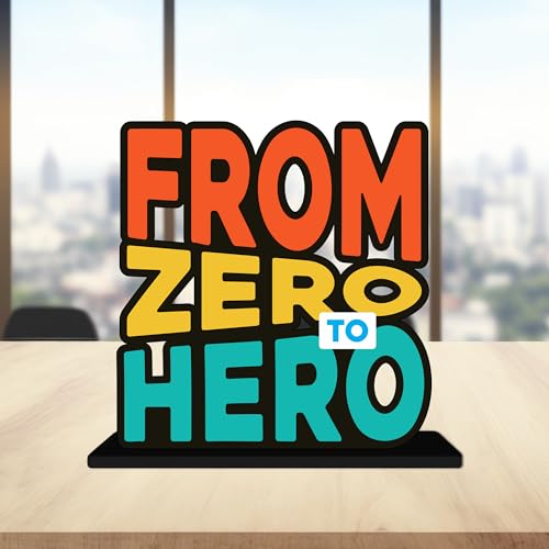 Image of Artvibes From Zero to Hero Inspirational Quotes Table Decor for Office Desk | Home Decoration Items | Living Room | Modern Art Wooden Showpiece Decorative Gift item (SP 1184)