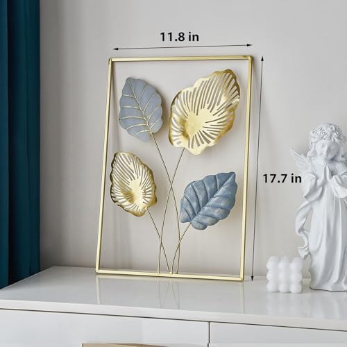 Image of Framing Hub Metal Wall Art Decor for Living Room, Monstera Leaves Wall Home Decor, Room Decor Wall Sculptures Hanging Decorations for Bedroom, Bathroom, Office Decor (Size 12x18 Inch)