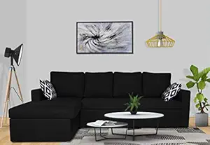 Adorn India Straight Line 5 Seater Corner Cum Bed Descent Left Hand Side (Black)