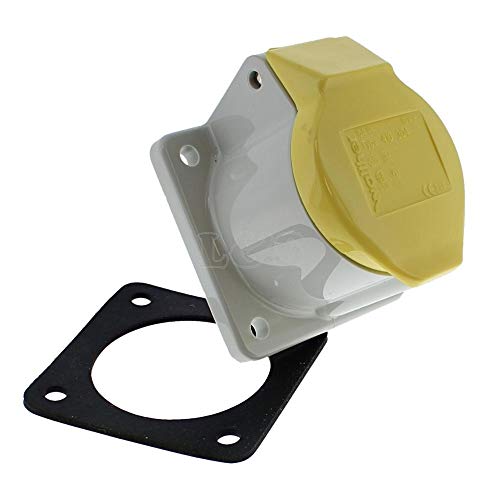 Image of 110v Panel Socket, Low Voltage, Size: 16 Amp, Colour: Yellow