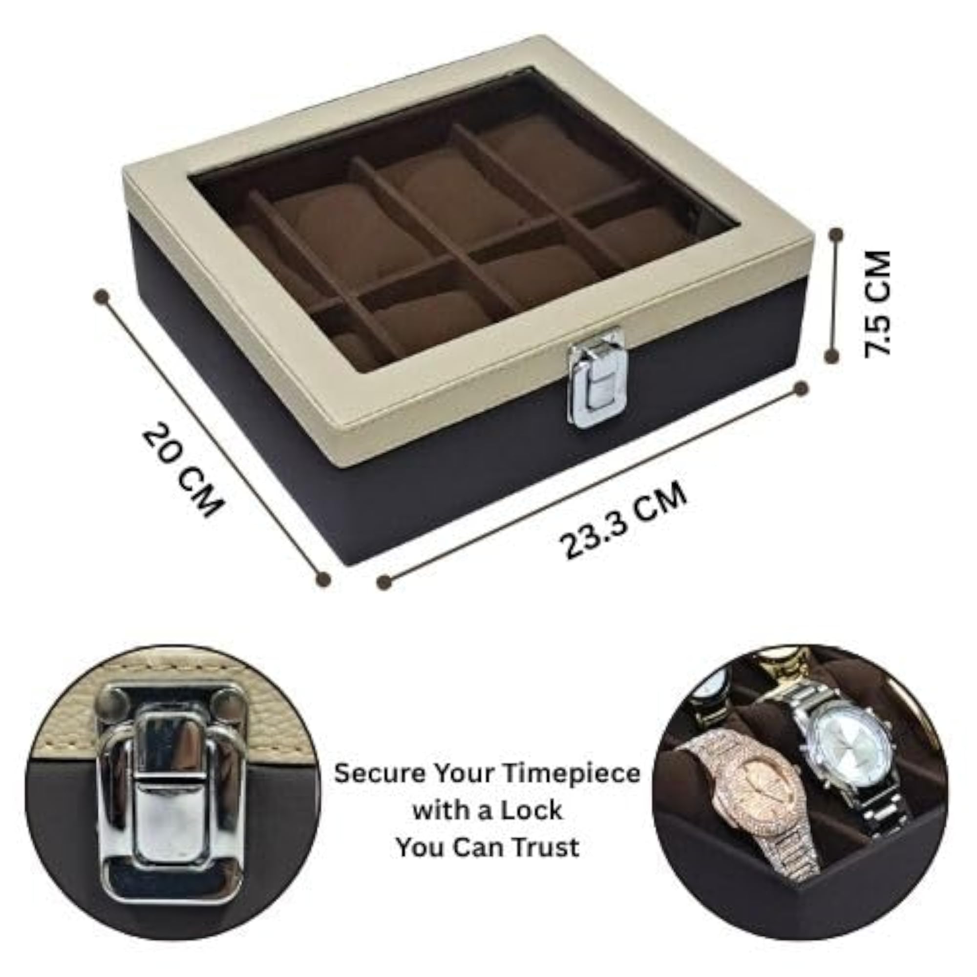 Sarvika Collection Watch Box Organizer Case, 8 Slots