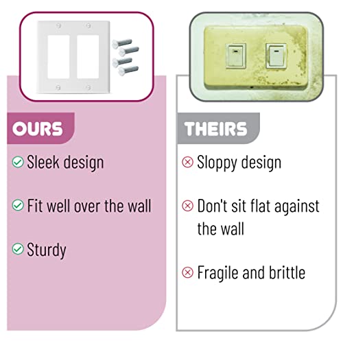 Bates- Double Light Switch Plate, 2 Gang Wall Plate, 6 Pack, Double Outlet Cover, Double Switch Plate Covers, Light Switch Cover 2 Gang, Double Wall Plate, Electrical Outlet Cover Plates, Plug Cover #TOP4