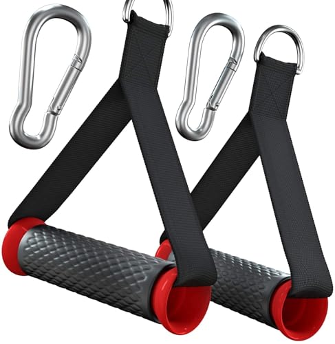 Leosportz Cable Handles Compatible with Cable Machines and Bowflex, Heavy Duty Exercise Hand Grips Attachment with 2 Carabiners for Resistance Bands (Gym Handles)