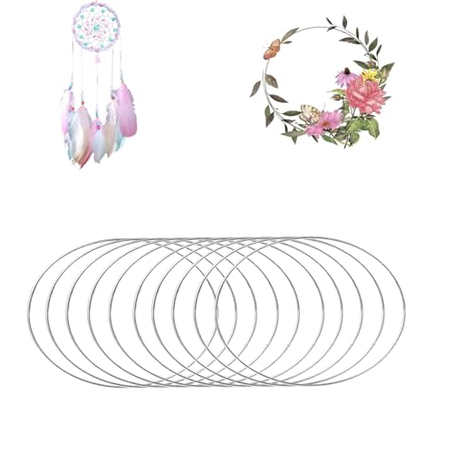 10 Stück 15 cm Metallringe zum Basteln,Handwerkliche Metallring,Silber Metallringe Metall Ringe Deko,Silber Traumfänger Ringe Metall,Drahtringe zum Basteln Deko Ringe für DIY Floral Hoop,Hochzeitskr