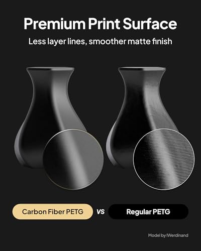 Image of ELEGOO Carbon Fiber PETG Filament 1.75 mm Black 1KG, High Strength & Rigidity PETG-CF 3D Printing Filament, Abrasion Resistance for Functional Parts, 1KG(2.2lbs) Spool Fits for Most FDM 3D Printers