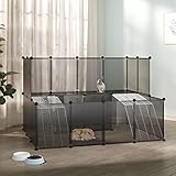 Cage spacieuse : la cage pour animaux de compagnie dispose d'un deuxième niveau et de 2 échelles pour que vos petits amis puissent se reposer et jouer ici. Lorsqu'ils ne sont pas utilisés, les panneaux peuvent être facilement séparés et empilés pour économiser de l'espace. Contenu : 24 panneaux (L), 4 panneaux (S), 4 grilles blanches, 43 connecteurs, 19 tapis ronds antidérapants, 100 rubans en plastique noir, 1 maillet en bois, 1 manuel d'utilisation (français non garanti).