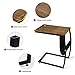 SRIWATANA Side Table End Table, Vintage C Shaped Couch Table with Side Pocket for Sofa Laptop Coffee Snack, Walnut