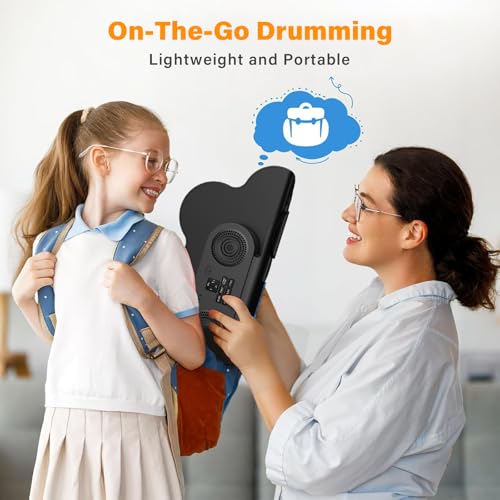 Image of Portable Electronic Drum Pad Set - 9 Pads Roll up Drum Practice Pad with Pedals & Stick, Headphone, Jack in Drum Set Kit for Kids and Adults, Great Holiday Christmas & Birthday Gift