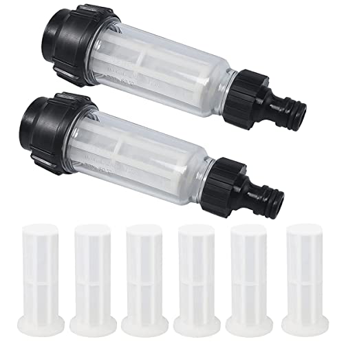 Lizaty 2 Stück Wasserfilter Gartenschlauch, 3/4 Zoll Wasser Vorfilter Wasserfilter Set mit 6 Filtereinsatz & 2 Schnelladapter für Hochdruckreiniger,Gartenpumpe,Gartenbewässerung Cover