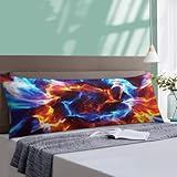 WINTYE Swirling Red Blue Flame Body Pillow Cover 20×54in with Zipper Body Pillow Pillowcase Decorative Rectangular Pillow Case Long Bed Pillow Cover for Kids Adults Couch