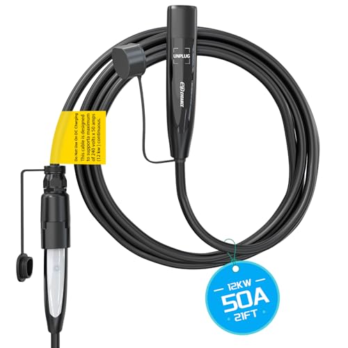EVDANCE Extension Cord for Tesla Up to 50A 21FT 12KW 240V NACS Extension Cord for EV Charger Compatible with Tesla Wall Connector Tesla Extension Cord for Model Y/X/3/S