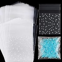 400 Pcs Clear Plastic Bags Thickened Self-adhesive Small Gift Bags Clear Cellophane White Polka Dot Packaging Bag Party Candy Chocolate Bag (5.5 x 5.5+2.5cm)