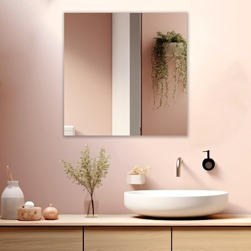 Image of Square Frameless Wall Mirror - Modern Decorative Mirror for Bathroom, Bedroom, Living Room, Entryway & Dressing Room. (24 x 24 INCH)