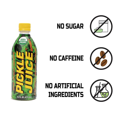 Pickle Juice Sports Drink - Relieves Cramps Immediately - Electrolyte Pickle Juice For Day & Night Time Cramp Relief - Organic Pickle Juice For Leg Cramps - No Artificial Ingredients - 16 Oz, 12 Pack #TOP2