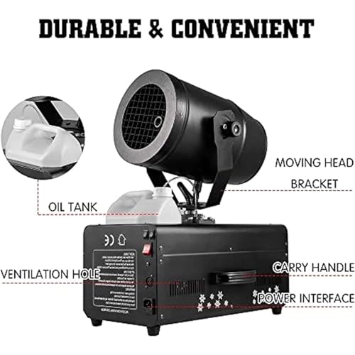 Máquina generadora de nieve profesional de 2000 W, con efecto de copos de nieve y giro de 180°, área de cobertura de 6-8 m, tanque de 5 L, control remoto inalámbrico, ideal para Navidad y bodas miniatura 2