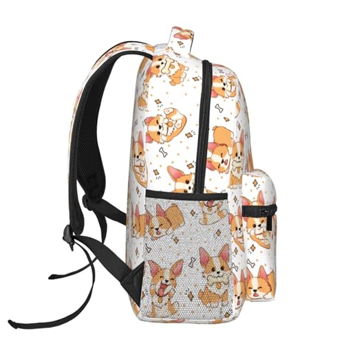 Cute Corgi Girls Boys Backpack Elementary Middle Dog Theme School Backpack Bookbag for Girls Boys Kids Teen Back to School Book Bag Gifts for 2nd 3rd 4th 5th 6th Grade Students3