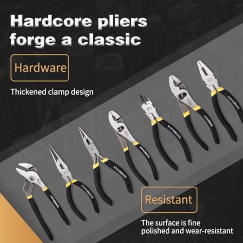 Vivicreate 7-Piece Pliers Set Heavy Duty Multipurpose Tools for Home Repair DIY Auto Electrical Work Includes Long Nose Slip Joint Linesman and Diagonal Pliers Alicates de Corte Herramientas - Image 5