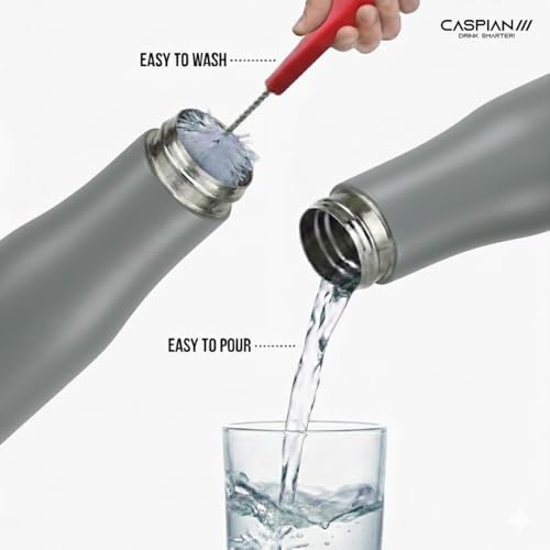 Image of CASPIAN / / / Aqua ISI Certified Stainless Steel Water Bottle (Grey Goose, 1 Litre) | Leak Proof Thunder for Fridge Home Office Travel School Kids Boys Girls Adults Sports Gym Yoga Gift | BPA Free