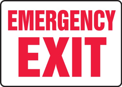 Panneau issue de secours adhésif Emergency EXIT en vinyle blanc et rouge de 25x35 cm