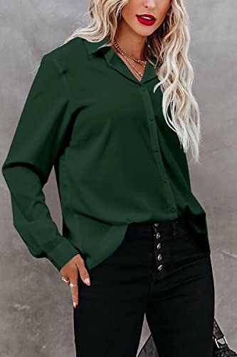Image of Magritta Women's Shirts Fashion Casual Loose Fit Long Sleeve Button Down Lightweight Collared Blouse Tops