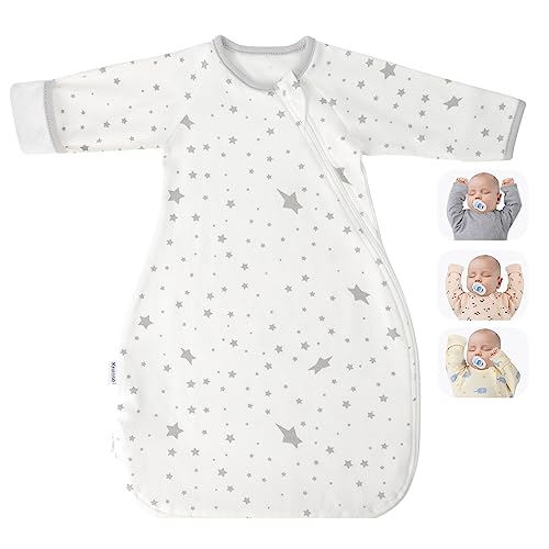 Image of Transitional Swaddle Sack with Arms Up Length Sleeves and Mitten Cuffs, 2 Ways Zipper Sleeping Bag, Wearable Swaddling Blanket for Newborns Baby Boys Girls Sleep Sacks Snug Fit Calms Startle Reflex