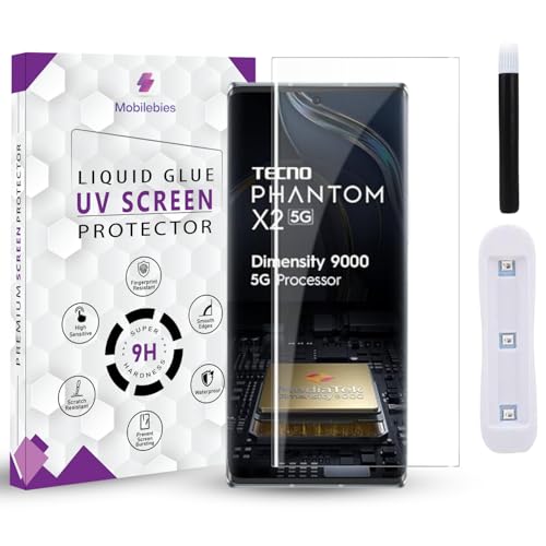 Image of Premium HD+ UV Tempered Glass Screen Protector For Tecno Phantom X2 / X2 Pro (6.8 Inch, Pack of 1) Full Adhesive UV Curved Screen Protector Case Friendly HD Clear with installation kit