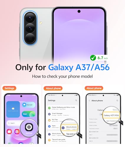 Image of FNTCASE for Galaxy A37 5G Phone Case: Samsung A36 5G Case [Compatible with Magsafe] Matte Translucent [Screen Protector] Military Grade Protection for Samsung A37 & A36 Cases - Light Purple