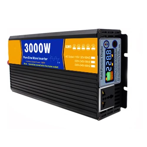HUIZHITENGDA Inversor de Onda Senoidal Pura 3000W Cargador DC 12V DC a AC 110V/220V Inversor de Baja Frecuencia de Energía Solar para Camión, Hogar (60HZ),12vto110v