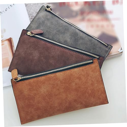 Didiseaon Matte Long Pu Leather Wallet for Women Slim Zipper Coin Purse Stylish and Functional Design for Everyday Use Light Gray2