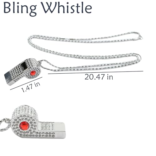 Silbato de Metal con Pedrería y Cadenita Ajustable miniatura 2
