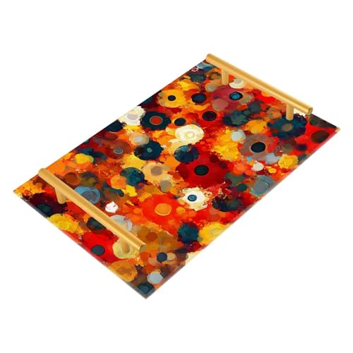 NFMILI Colorful Pattern Vanity Tray Rectangle Acrylic Bathroom Tray Serving Trays for Centerpieces Modern Home Decor for Kitchen Bathroom Bedroom Living Room 7.9 × 11.8 in