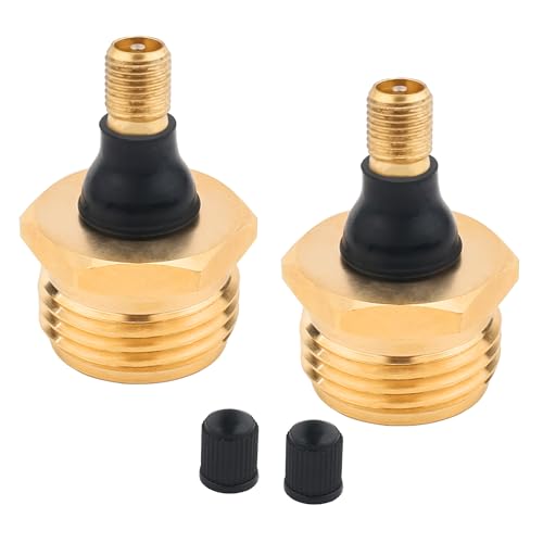 Image of RV Brass Blow Out Plug for RV Antifreeze Valve, Air Hose, Gold 2-Pack | Quick Connect Plug for RV, Garden Hose,Boat,Camper and Travel Trailer