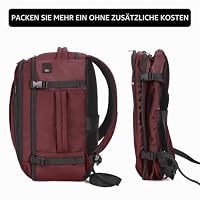 ECOHUB Rucksack Easyjet Handgepäck, Handgepäck Rucksack Flugzeug Damen mit 13 Taschen, Wasserdichter Recyceltes PET Reiserucksack, Groß Reisetasche 30L, 45x36x20 (Rot) – Ansicht 6