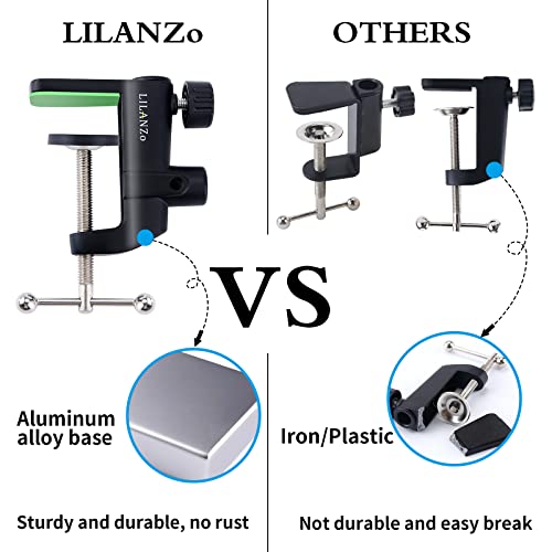 2 Pcs Desk Table Mount Clamp, Lilanzo Heavy-Duty Metal Mic Clamp Holder For Microphone Suspension Boom Scissor Arm Stand Holder & Overhead Phone Mount Stand, Fits Up To 1.97"/5Cm Desktop Thickness #TOP2